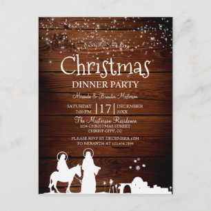 Rustic Star Lights Mary en Joseph Kerstmis Uitnodiging Briefkaart