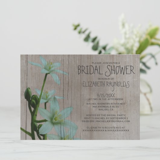 Rustic Star of Bethlehem Bridal Shower Invitations Kaart (Staand voorkant)