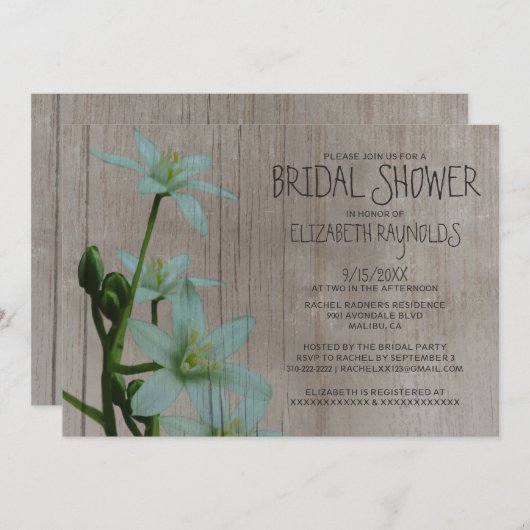 Rustic Star of Bethlehem Bridal Shower Invitations Kaart (Voorkant / Achterkant)