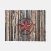 Rustic Star & Wooden Boards (rood) Deurmat (Voorkant)