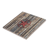 Rustic Star & Wooden Boards (rood) Tegeltje (Zijkant)