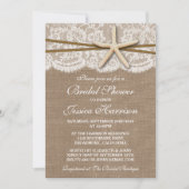Rustic Starfish Beach Bridal Shower Invitations Kaart (Voorkant)