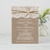 Rustic Starfish Beach Bridal Shower Invitations Kaart (Staand voorkant)