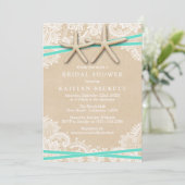 Rustic Starfish Beach Bridal Shower Invitations Kaart (Staand voorkant)