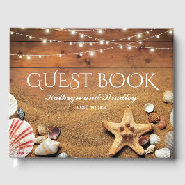 Rustic Starfish Beach Lights Tropisch huwelijk Gastenboek