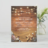 Rustic Starfish Beach Lights Tropisch huwelijk Kaart (Staand voorkant)