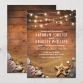 Rustic Starfish Beach Lights Tropisch huwelijk Kaart (Voorkant / Achterkant)