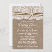 Rustic Starfish Beach Wedding Shower Invitations Kaart (Voorkant)