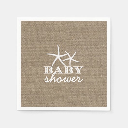 Rustic Starfish Burlap Baby shower Servetten (Voorkant)