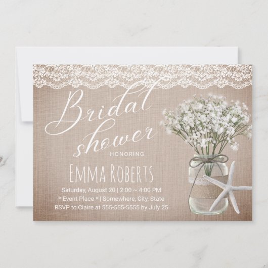 Rustic Starfish Floral Jar Vrijgezellenfeest Kaart (Voorkant)