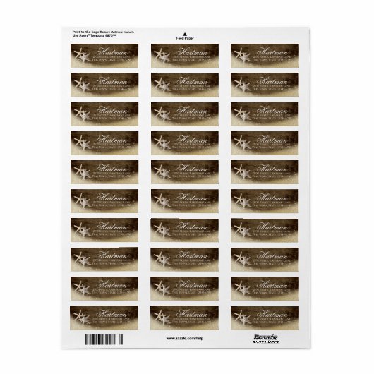Rustic Starfish Return Address Label (Full Sheet)