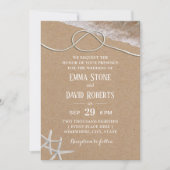 Rustic Starfish Tying the Knot Beach Wedding Kaart (Voorkant)