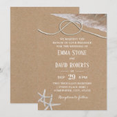 Rustic Starfish Tying the Knot Beach Wedding Kaart (Voorkant / Achterkant)