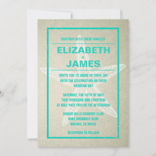 Rustic Starfish Wedding Invitations Kaart