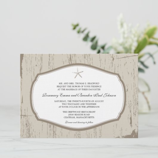 Rustic Starfish Wedding Kaart (Staand voorkant)