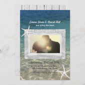 Rustic Starfish Wood met foto Beach Weddenschap Kaart (Voorkant / Achterkant)