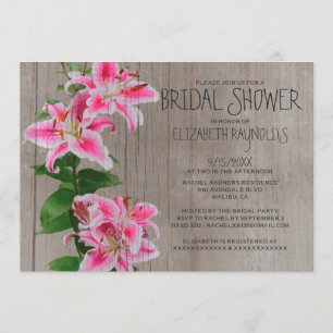 Rustic Stargazer Lily Bridal Shower Kaart