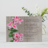 Rustic Stargazer Lily Wedding Invitations Kaart (Staand voorkant)