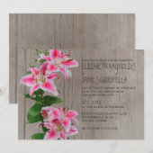 Rustic Stargazer Lily Wedding Invitations Kaart (Voorkant / Achterkant)