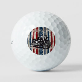 Rustic Stars and Stripes Motorcycle Golf Balls Golfballen