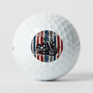 Rustic Stars and Stripes Motorcycle Golf Balls Golfballen