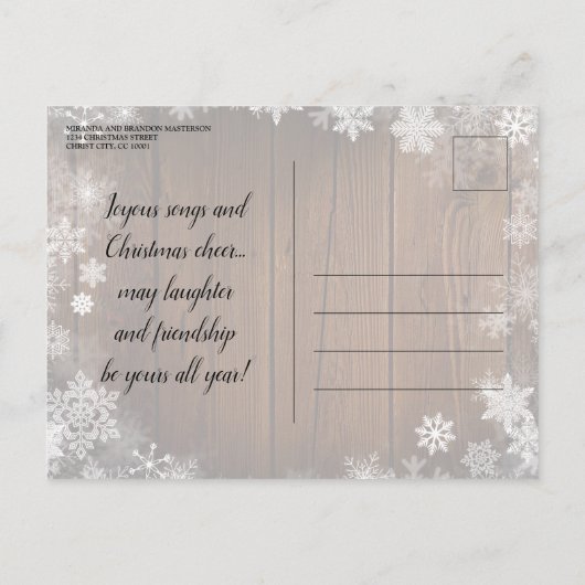 Rustic Stars Lights Mary & Joseph Kerstfeest Uitnodiging Briefkaart (Achterkant)