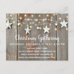Rustic Stars & Lights op het kerstfeest in Barnwoo Uitnodiging Briefkaart
