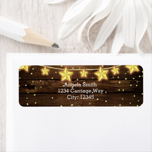 Rustic Stars String Lights Baby shower Etiket (Insitu)