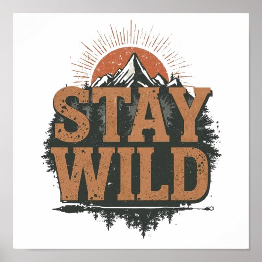 Rustic Stay Wild Hiking Graphic Poster (Voorkant)