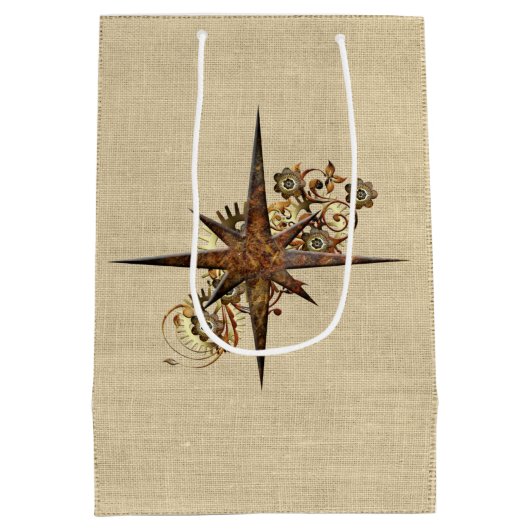 Rustic Steampunk Compass Star Medium Cadeauzakje (Achterkant)
