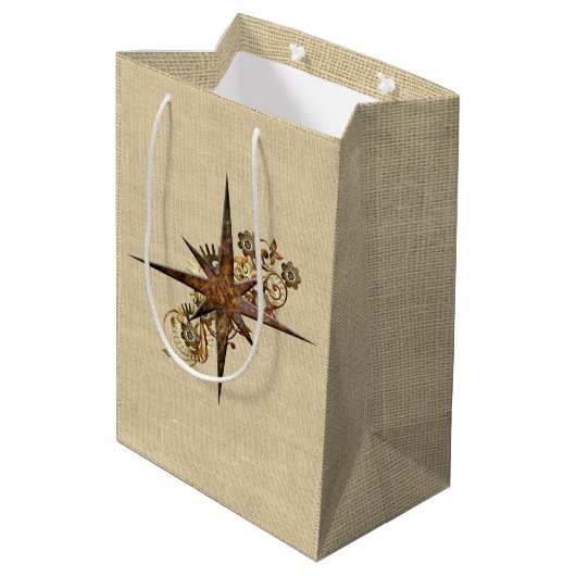 Rustic Steampunk Compass Star Medium Cadeauzakje (Achterkant Gekanteld)