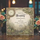 Rustic Steampunk Gears Wedding Invitation Kaart