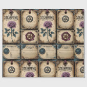 Rustic Steampunk Roses Wrapping Paper Cadeaupapier (Vlak)
