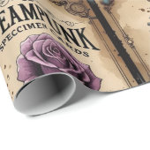 Rustic Steampunk Roses Wrapping Paper Cadeaupapier (Rol Hoek)