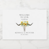 Rustic Steer & Sunflower Wedding Sparkling Wijnetiket (Enkel label)