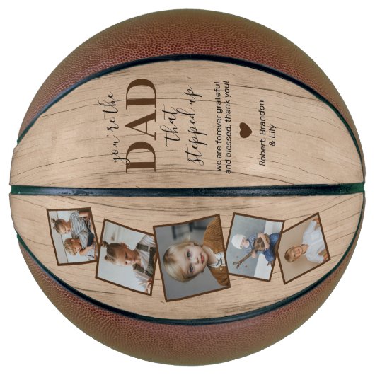 Rustic Stepdad Vaderdag Foto Basketball Basketbal (Voorkant)