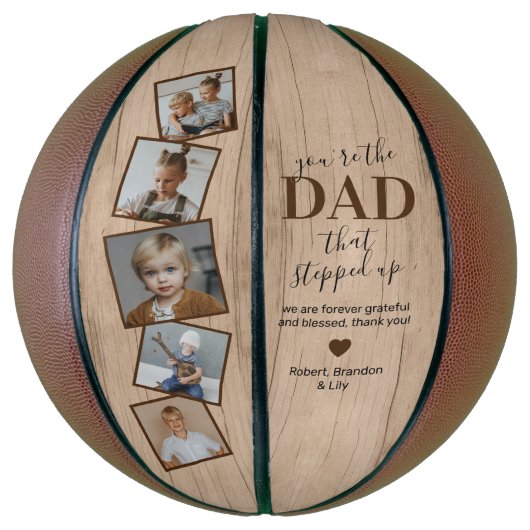 Rustic Stepdad Vaderdag Foto Basketball Basketbal (Verticaal)