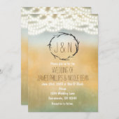 Rustic Sticks Wreath & Lights Wedding Invitations Kaart (Voorkant / Achterkant)