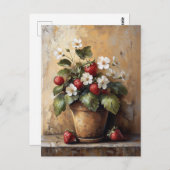 Rustic Still Life Strawberry Plant in a Pot Briefkaart (Voorkant / Achterkant)