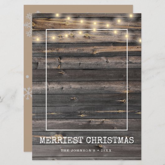 Rustic Sting Licht Merriest Kerstmis 2 Foto's Feestdagenkaart (Voorkant / Achterkant)