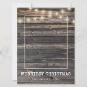 Rustic Sting Licht Merriest Kerstmis 2 Foto's Feestdagenkaart (Voorkant)