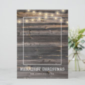 Rustic Sting Licht Merriest Kerstmis 2 Foto's Feestdagenkaart (Staand voorkant)