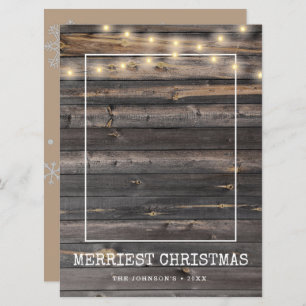 Rustic Sting Licht Merriest Kerstmis 2 Foto's Feestdagenkaart