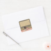 Rustic Stitched Ribbon & Buttonnen op het lijnwerk Vierkante Sticker (Envelop)