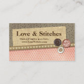 Rustic Stitched Ribbon & Buttonnen op het lijnwerk Visitekaartje (Achterkant)