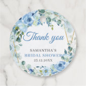Rustic Stofblauw Bloemstuk gouden lijst bruidsdouc Bedankjes Labels (Achterkant)