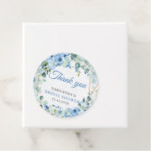 Rustic Stofblauw Bloemstuk gouden lijst bruidsdouc Bedankjes Labels (In situ)
