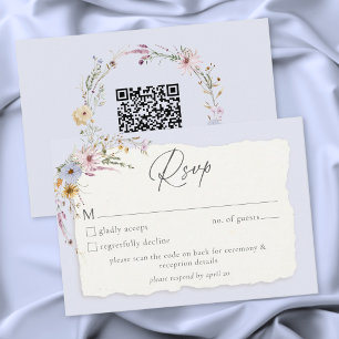 Rustic Stofblauw Romantische Wilde Bloemen Huwelij RSVP Kaartje