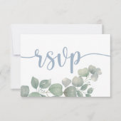 Rustic Stofblauw RSVP Huwelijk Kaartje (Voorkant)