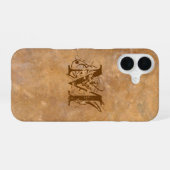 Rustic Stone Initiaal Look iPhone 16 Hoesje (Achterkant horizontaal)